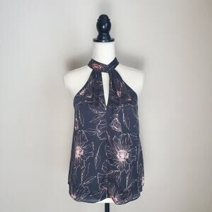 Joie Cedra Black Floral Silk Top XS
